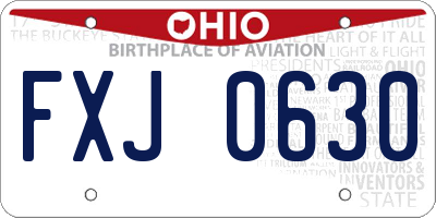 OH license plate FXJ0630
