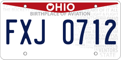 OH license plate FXJ0712