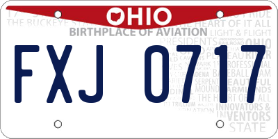 OH license plate FXJ0717