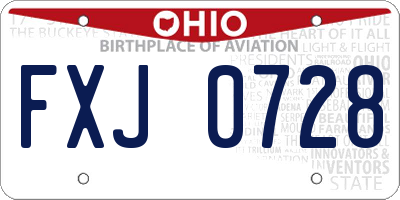 OH license plate FXJ0728
