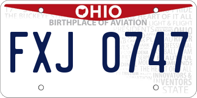 OH license plate FXJ0747