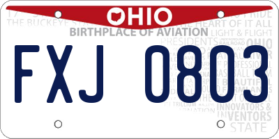 OH license plate FXJ0803