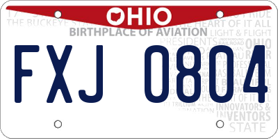 OH license plate FXJ0804