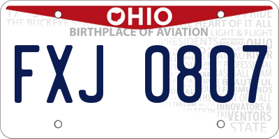 OH license plate FXJ0807