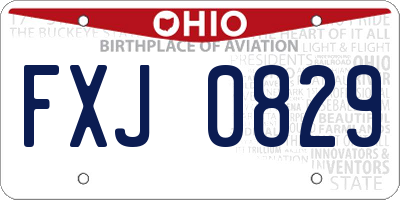 OH license plate FXJ0829