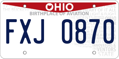 OH license plate FXJ0870