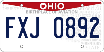 OH license plate FXJ0892