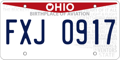 OH license plate FXJ0917
