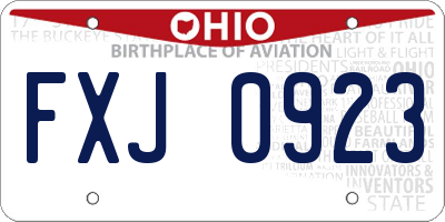 OH license plate FXJ0923