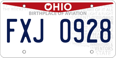 OH license plate FXJ0928