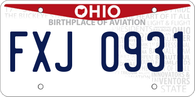 OH license plate FXJ0931