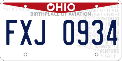 OH license plate FXJ0934