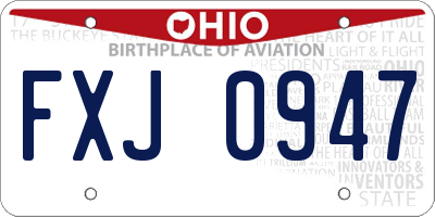 OH license plate FXJ0947