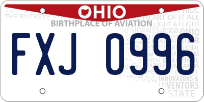OH license plate FXJ0996