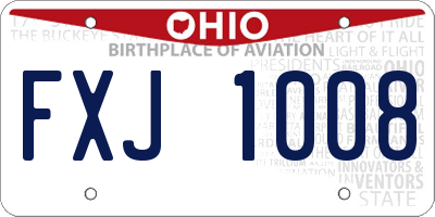 OH license plate FXJ1008