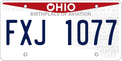 OH license plate FXJ1077