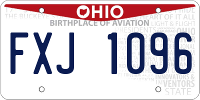 OH license plate FXJ1096