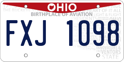 OH license plate FXJ1098