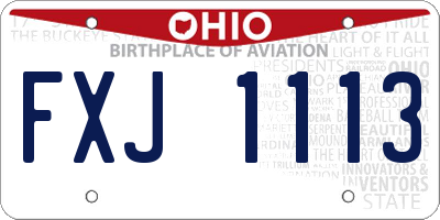 OH license plate FXJ1113