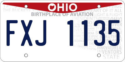 OH license plate FXJ1135