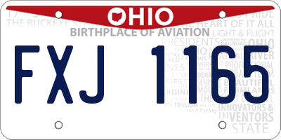 OH license plate FXJ1165