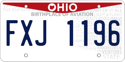 OH license plate FXJ1196