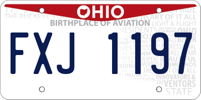 OH license plate FXJ1197