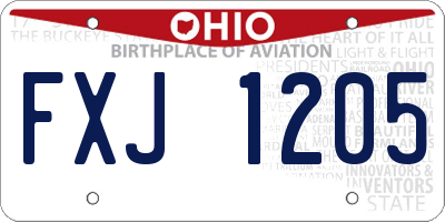 OH license plate FXJ1205