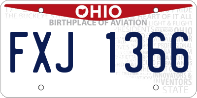 OH license plate FXJ1366