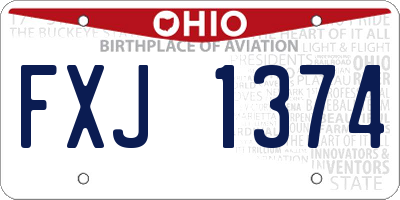 OH license plate FXJ1374