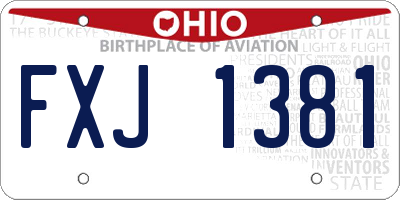 OH license plate FXJ1381