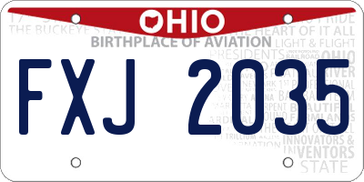 OH license plate FXJ2035