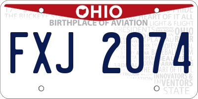 OH license plate FXJ2074