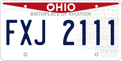 OH license plate FXJ2111