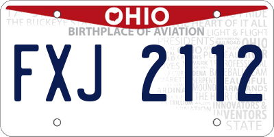 OH license plate FXJ2112