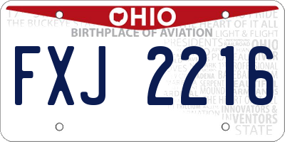 OH license plate FXJ2216