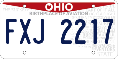 OH license plate FXJ2217
