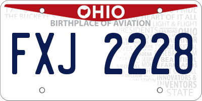 OH license plate FXJ2228