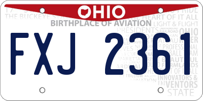 OH license plate FXJ2361