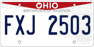 OH license plate FXJ2503