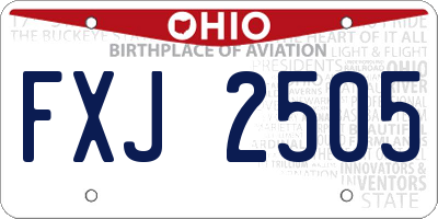 OH license plate FXJ2505