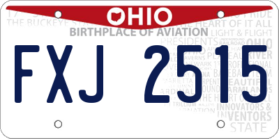 OH license plate FXJ2515