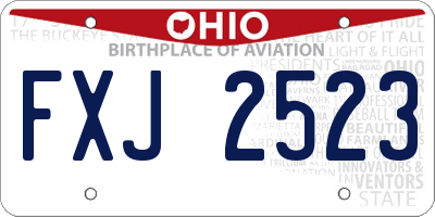 OH license plate FXJ2523