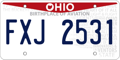 OH license plate FXJ2531