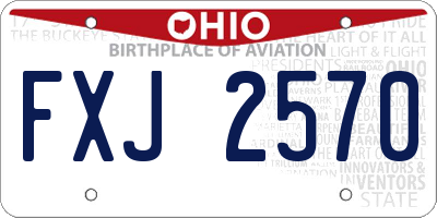 OH license plate FXJ2570