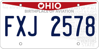 OH license plate FXJ2578