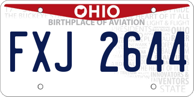 OH license plate FXJ2644