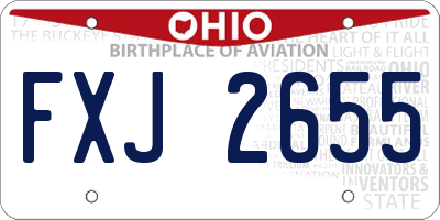 OH license plate FXJ2655