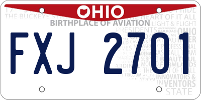 OH license plate FXJ2701