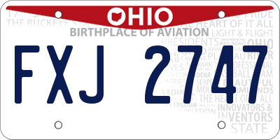 OH license plate FXJ2747